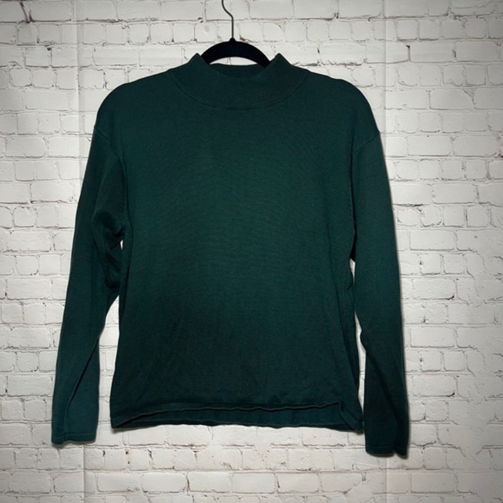 Casual Corner Mock Neck Long‎ Sleeve Sweater Dark Green Size Medium